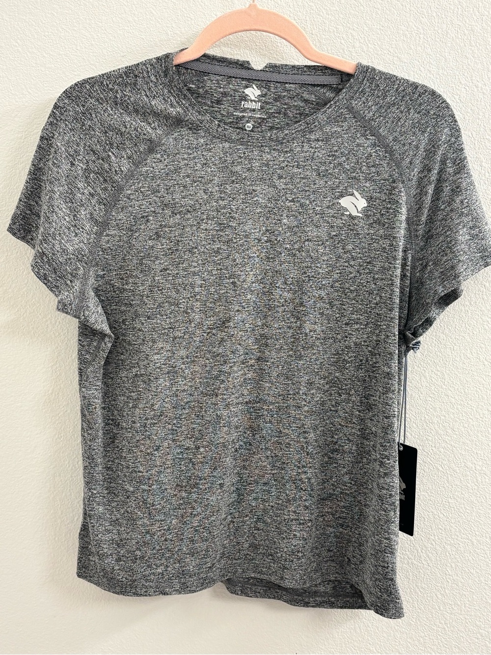 Rabbit Running Women's EZ Tee Workout T-Shirt Medium Charcoal Heather Brand New
